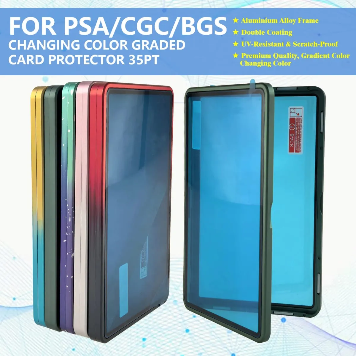 Étui de protection pour cartes classées en alliage d'aluminium, couleur dégradée, pour PSA/BGS, résistant aux UV et aux rayures, support d'affichage pare-chocs pour cartes de commerce — image 1