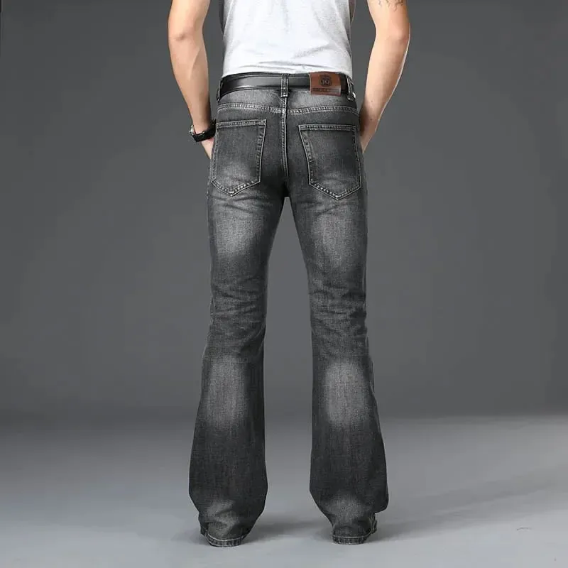Jeans svasati in denim Pantaloni da uomo in denim con taglio a stivale Comodi pantaloni neri blu casual larghi leggermente sottili classici per bootcut maschile — image 5