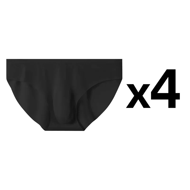 4 Stück Herren-Slip aus Eisseide, ultradünn, transparent, nahtlos, 3D-Beutel, niedrige Taille, atmungsaktiv, Dreiecksunterwäsche — image 15