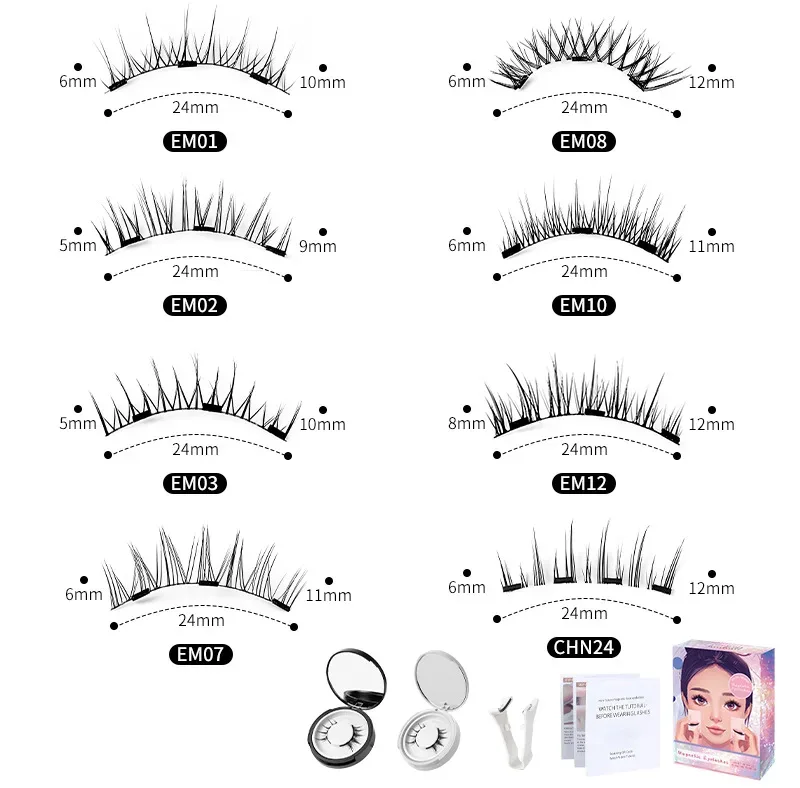 4 pcs/1 คู่ใหม่ 3 แม่เหล็กขนตาปลอมสวมใส่ธรรมชาตินุ่มแม่เหล็กควอนตัมแต่งหน้าเครื่องมือ Applicater กาวฟรี — image 4