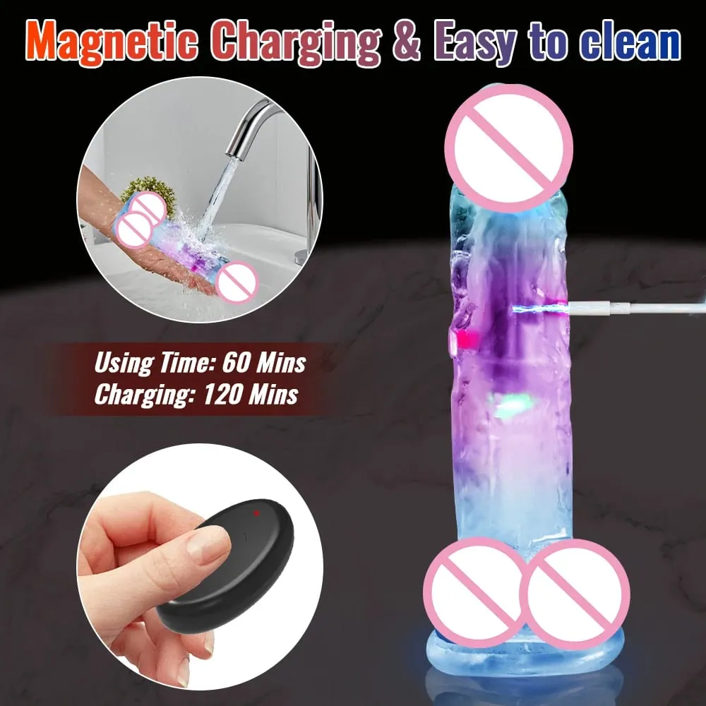 Alat Kawalan Jauh Dildo Realistik Lembut untuk Wanita G-spot Vibrator dengan Lampu LED Palsu Zakar Wanita Melancap Mainan Seks untuk Wanita — image 4