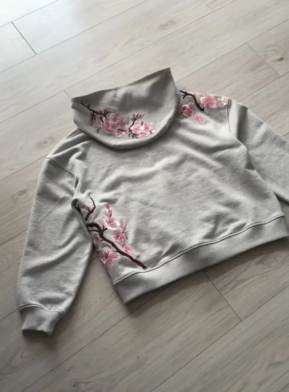 Y2K Vintage Oversized Cherry Blossom Embroidered Hooded Jacket Mens Womens Pink Zipper Coat Harajuku Hip Hop Graphic Streetwear — image 2