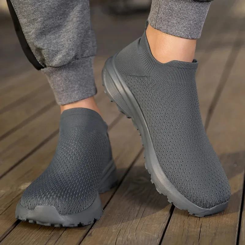 Högkvalitativa Sneakers Herr Bekväm Andas Lättvikt Mjuk Bred tå Halkfria Plattstrumpor Skor Utomhus Fritidssportskor — image 4