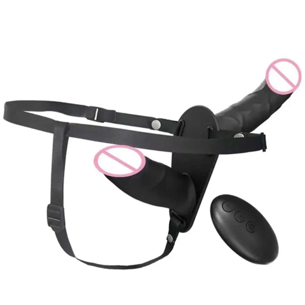 Strapon Künstlicher Penis-Vibrator, elektrischer Doppelkopf, vibrierend, tragbarer Strap-on-Gürtel-Dildo, G-Punkt, Sexspielzeug für Frauen, Lesben — image 1