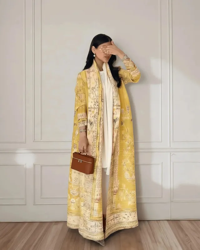 Frauen Falten Miyake Plissee Abaya Langarm Druck Faltbare Kragen Robe Strickjacke Mantel Neue Winter Mode Original Design 2026 — image 20
