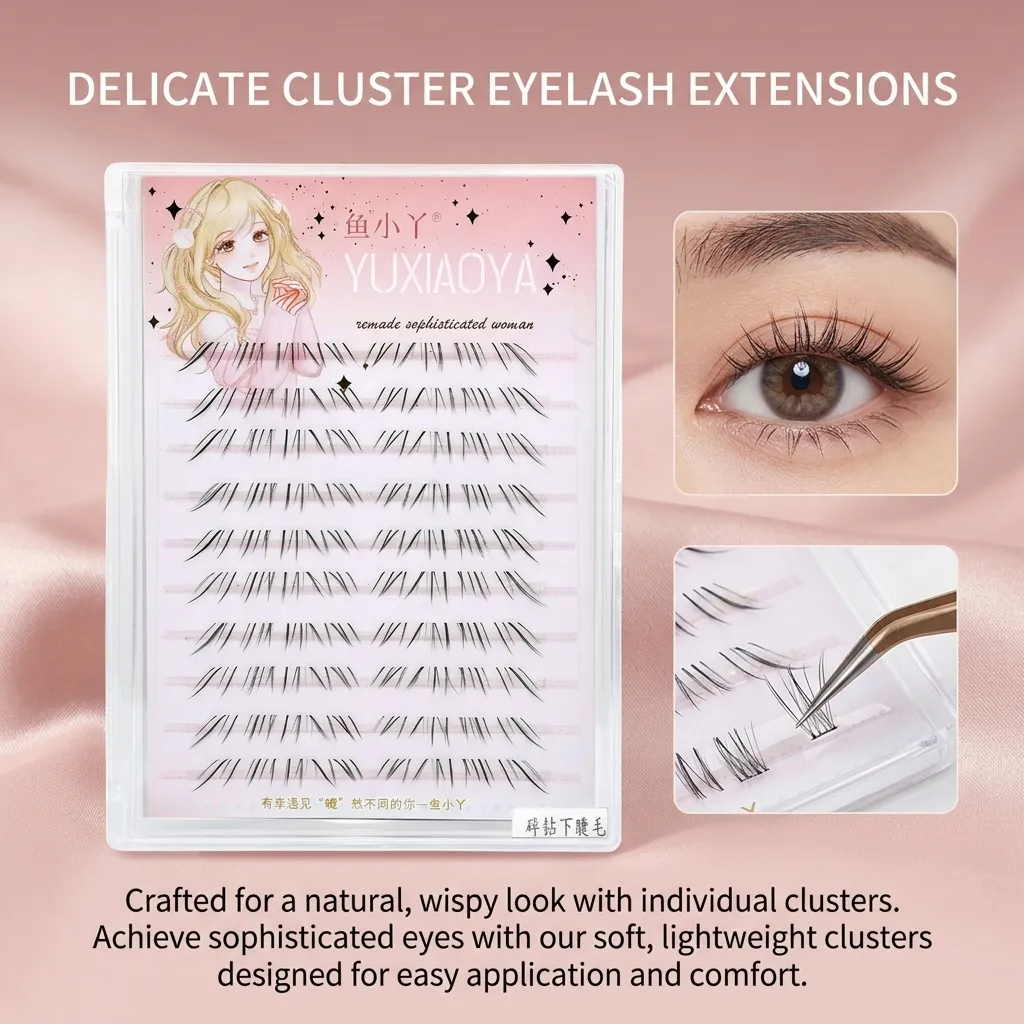 10 Reihen synthetische Faser untere Wimpern tägliches Make-up natürliche C-Curl-Füchse-Wimpern dünnes Band glitzernde Wimpern Augenschwanz verlängert — image 3