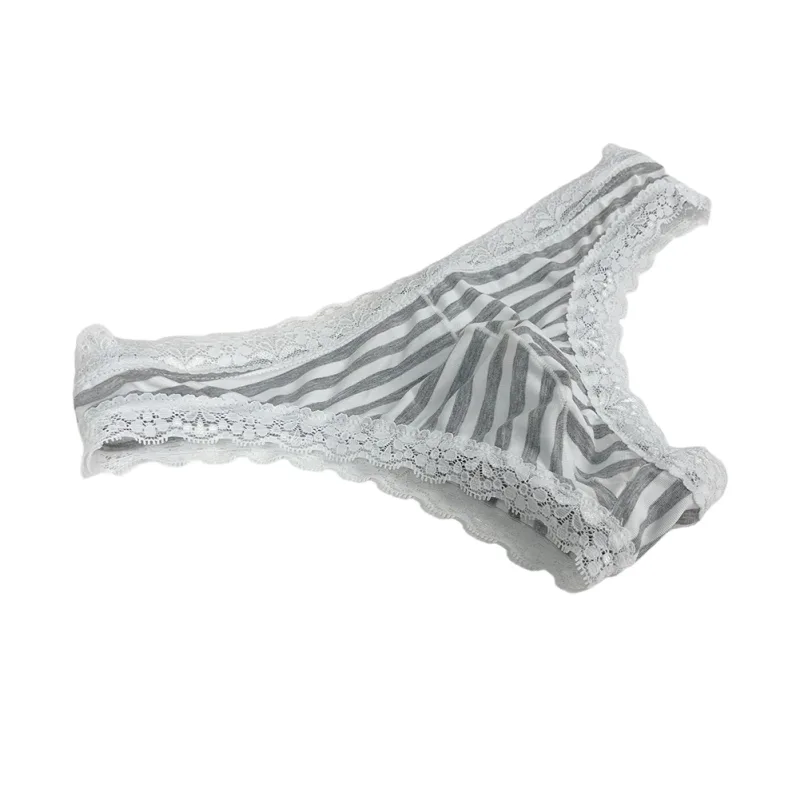 ผู้ชายลูกไม้ Trim ลาย G-String ชุดชั้นในครึ่งปกคลุมก้น Low-RISE Pantie Breathable เซ็กซี่ U Bulge POUCH สบาย Tong