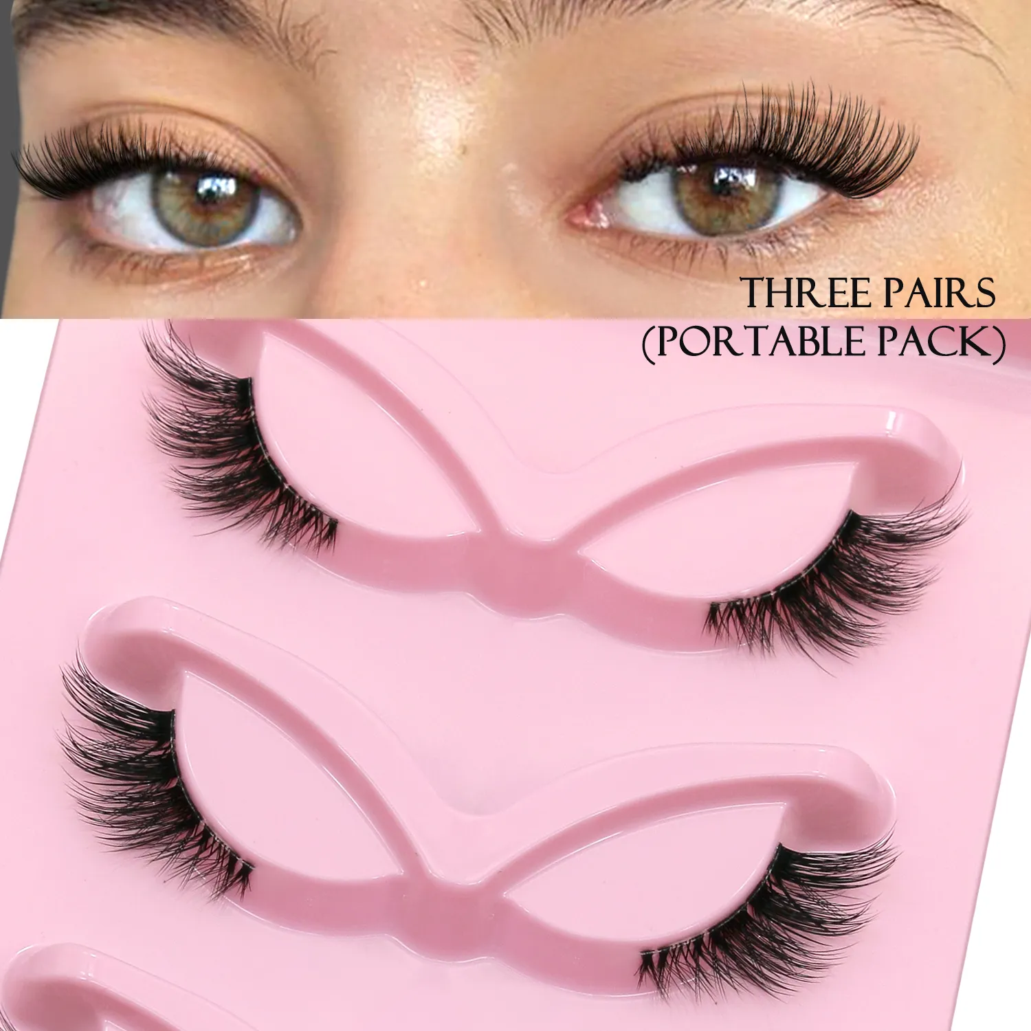 Demi-cils yeux de chat, aspect naturel, Faux cils vaporeux, Faux cils en vison, bande transparente, Faux cils naturels, maquillage