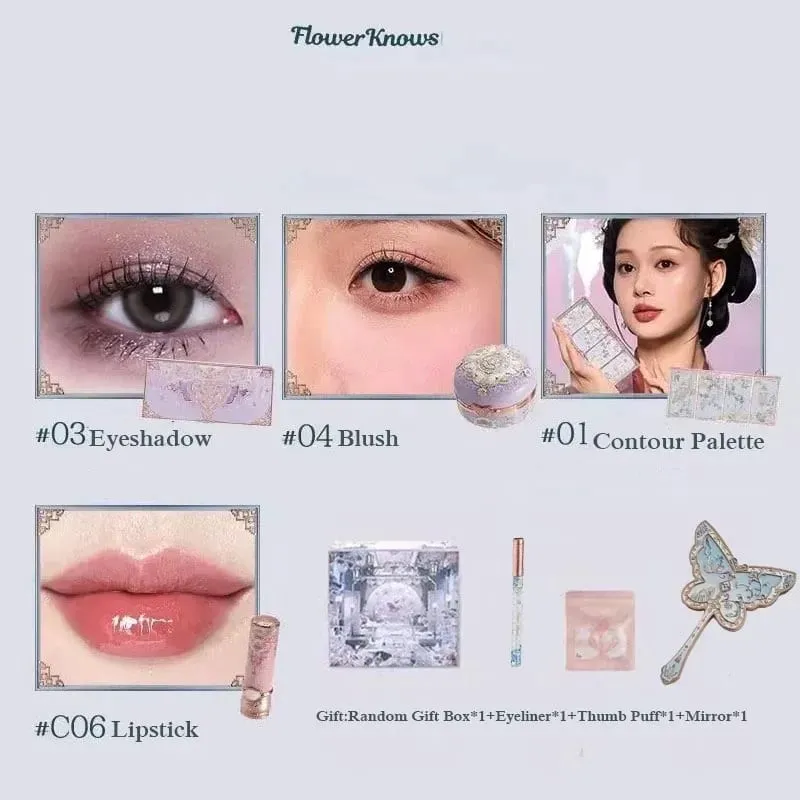 Flower Knows Set Midsummer Fairytales Make up Gift Box Eye Brow Palette Powder Blusher Eyebrow Concealer Lipgloss For Women