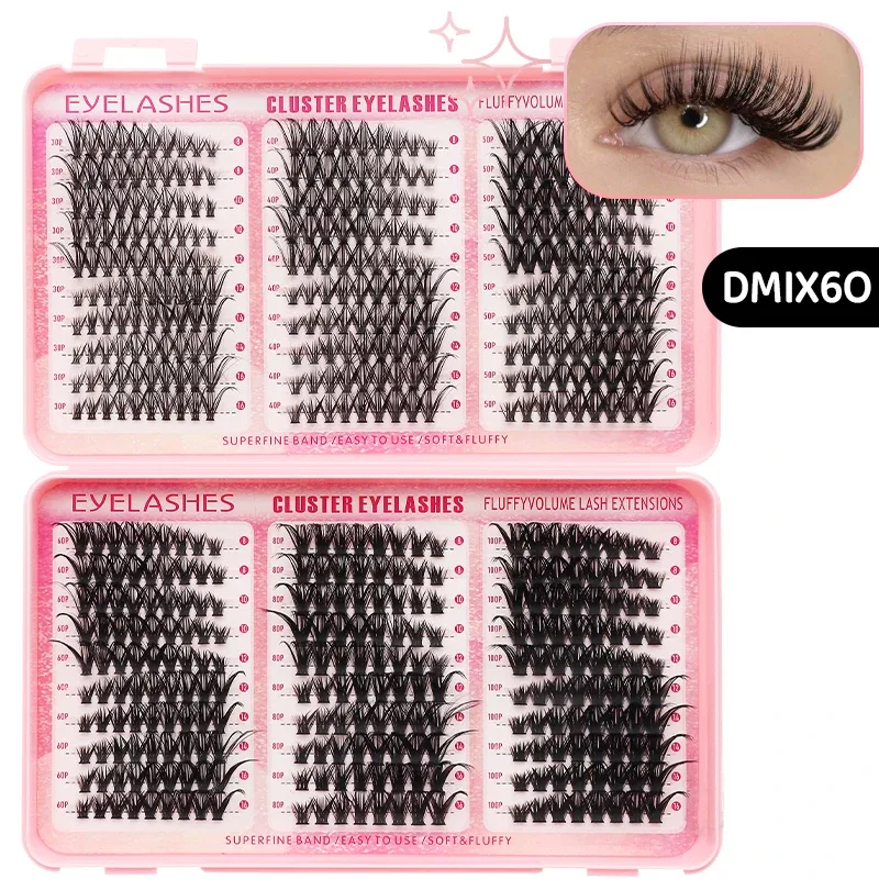 DIY Manga Spiky Cluster Lash Extensions Přirozený mega objem Individuální předřezané segmentované řasy pro domácí líčení očí — image 10