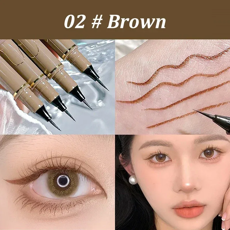 Schwarzbrauner wasserfester, schnell trocknender flüssiger Eyeliner, ultrafein, matt, langlebig, Seidenraupen-Eyeliner, Bleistift, Augen-Make-up-Geschenke — image 7