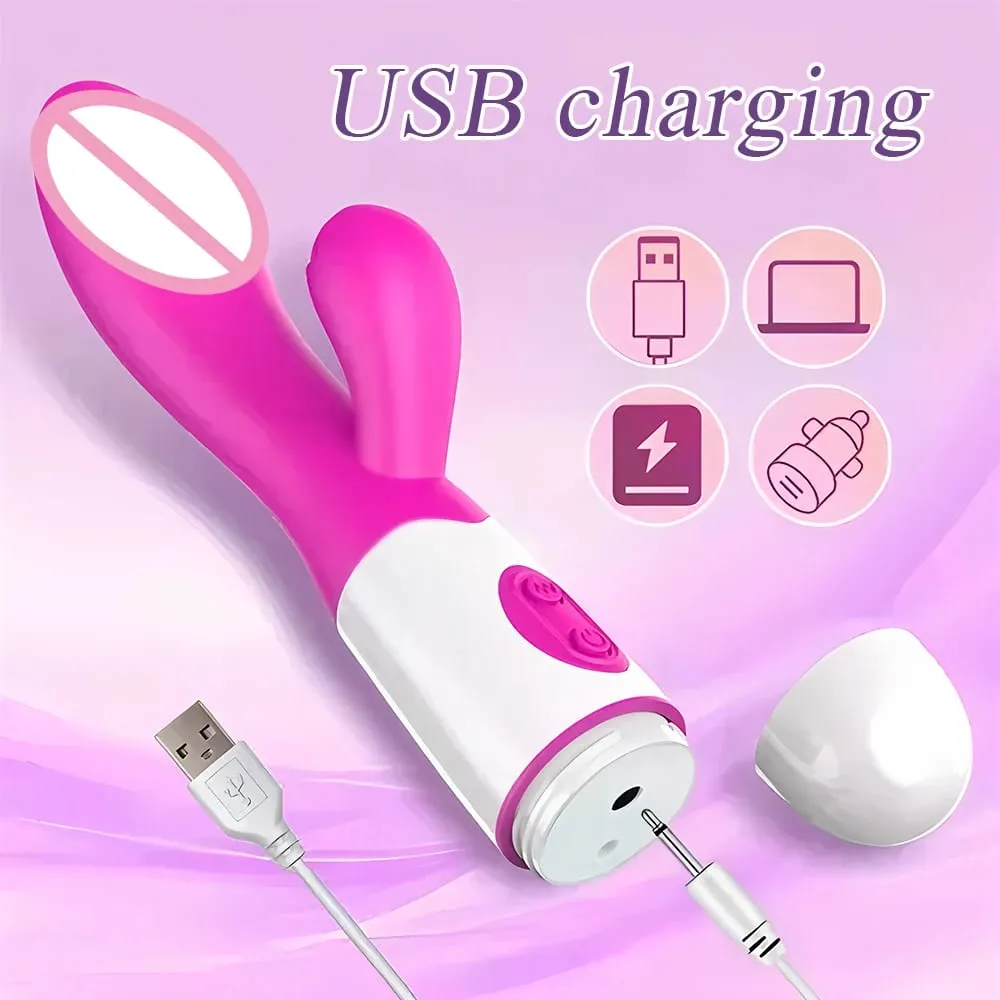 Vibromasseur lapin gode puissant double Vibration point G Stimulation du Clitoris masturbateurs masseur Vaginal adulte pour femmes jouets sexuels — image 3