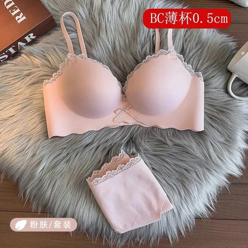 セクシーDrahtloses, nahtloses BH-Set für Damen, einteiliger Push-Up-Büstenhalter, kleine Brust, seitliche Unterstützung, Anti-Sag, weiche Damenunterwäsche — image 15