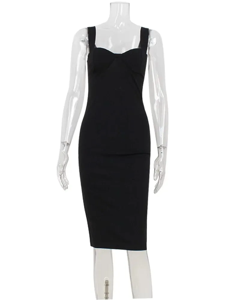 Ahagaga Elegant ผู้หญิงชุด Maxi Camisole สแควร์คอแขนกุด Sheath Bodycon SLIM FIT PARTY หญิง Vestidos Robes — image 7