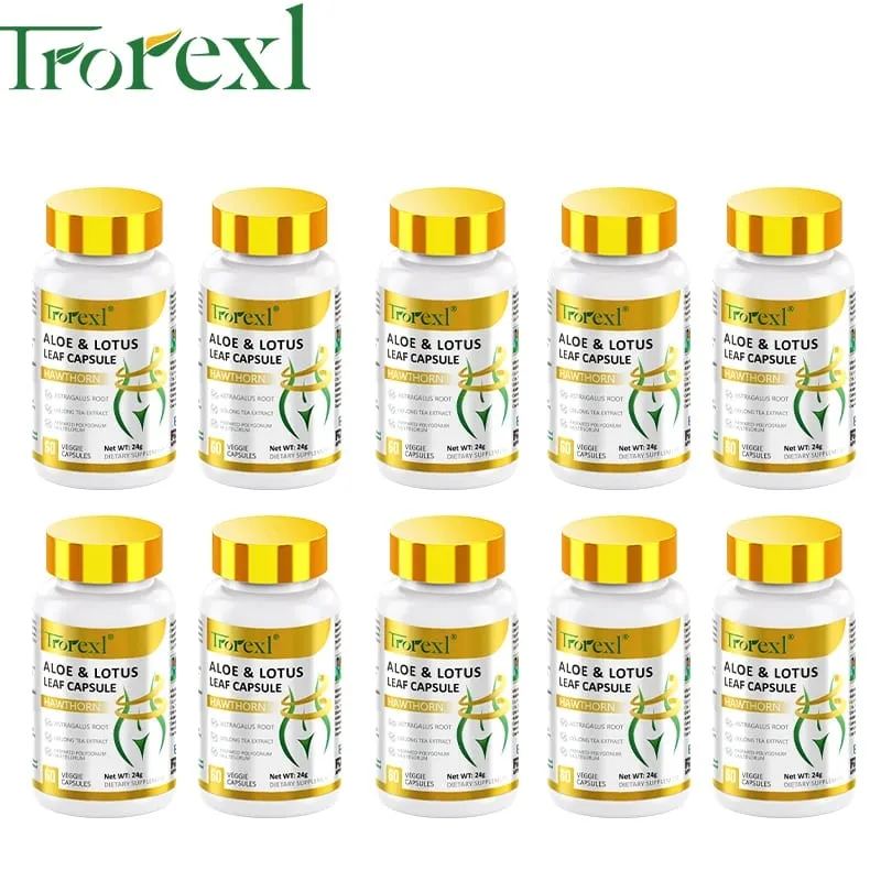 Aloe & Lotus Leaf Capsules Flat Tummy Pills Appetite Suppressant Detoxification Preserve Lean — image 11