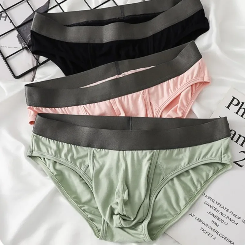 Bamboevezel Zomer Dunne Slips Mannen Dunne Onderbroek Splicing Mannen Vooropening Slipje Ademend Lingerie Naadloos Ondergoed — image 5