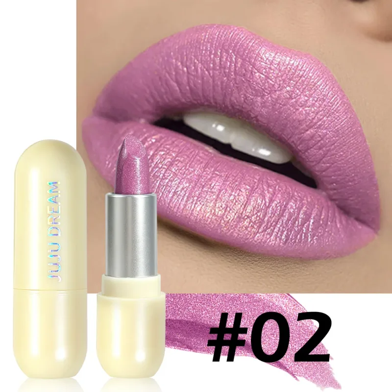Shimmer Metallic Lipstick High Pigment Sparkling Bold Lip Color Long Lasting Waterproof Party Makeup