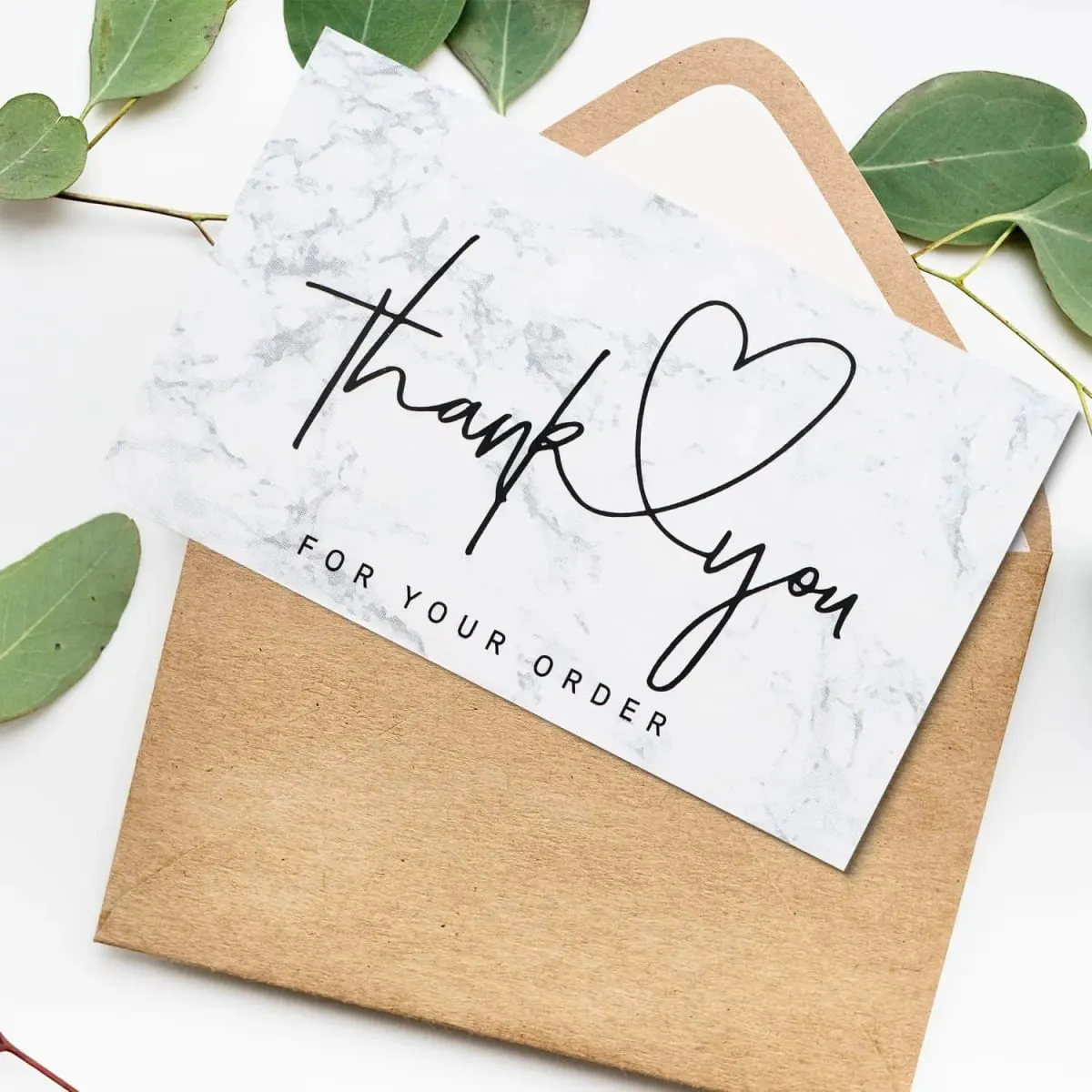 30pcs/pack Kad Terima Kasih Putih Kerana Menyokong Pakej Perniagaan Hiasan Kad Perniagaan Buatan Tangan Dengan Label Cinta — image 5