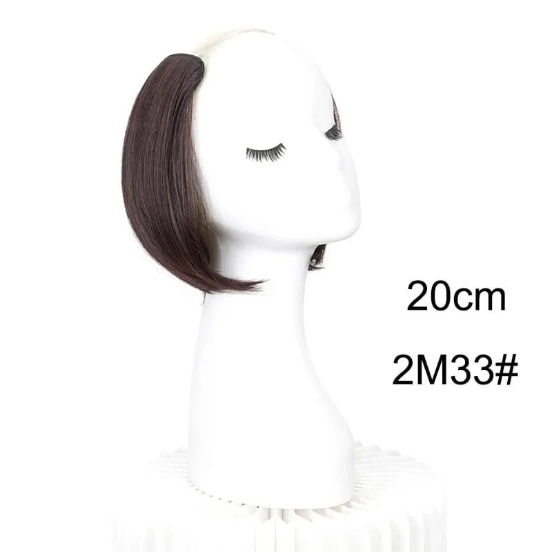 20/30cm Synthetic Short Straight Internal Buckle V-shaped Half Head 4Clips Hair Extension Invisible Hairpiece for Women — image 11