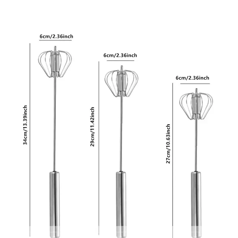 Semi-automatic Egg Beater 304 Stainless Steel Egg Whisk Manual Hand Mixer Self Turning Egg Stirrer Kitchen Accessories Egg Tools — image 3