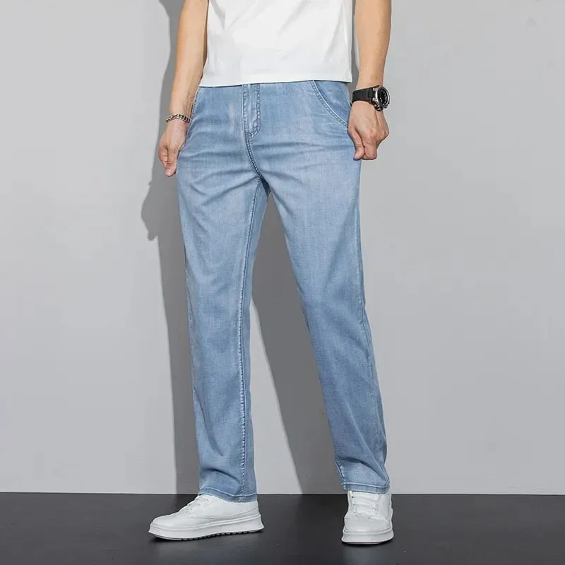 Jean Ultra-fin pour hommes, en tissu Lyocell, drapé doux, ample, droit, pantalon Denim décontracté, pantalon de rue à jambes larges, nouvelle collection été 2026 — image 4