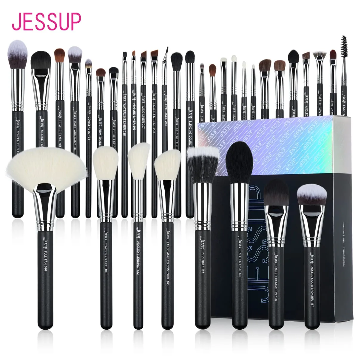 Set di pennelli per trucco Jessup Pennelli per trucco professionali con etichetta sintetica premium da 35 pezzi per fondotinta, ombretto, correttore — image 1