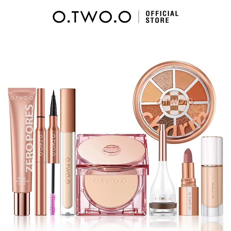 O.TWO.O 9st Full Makeup Ansiktsinställning Powder Primer Base Mascara Eyeliner Pen Ögonbrynsfärgad Läppstift Ögonskuggasminkning för kvinnor — image 1