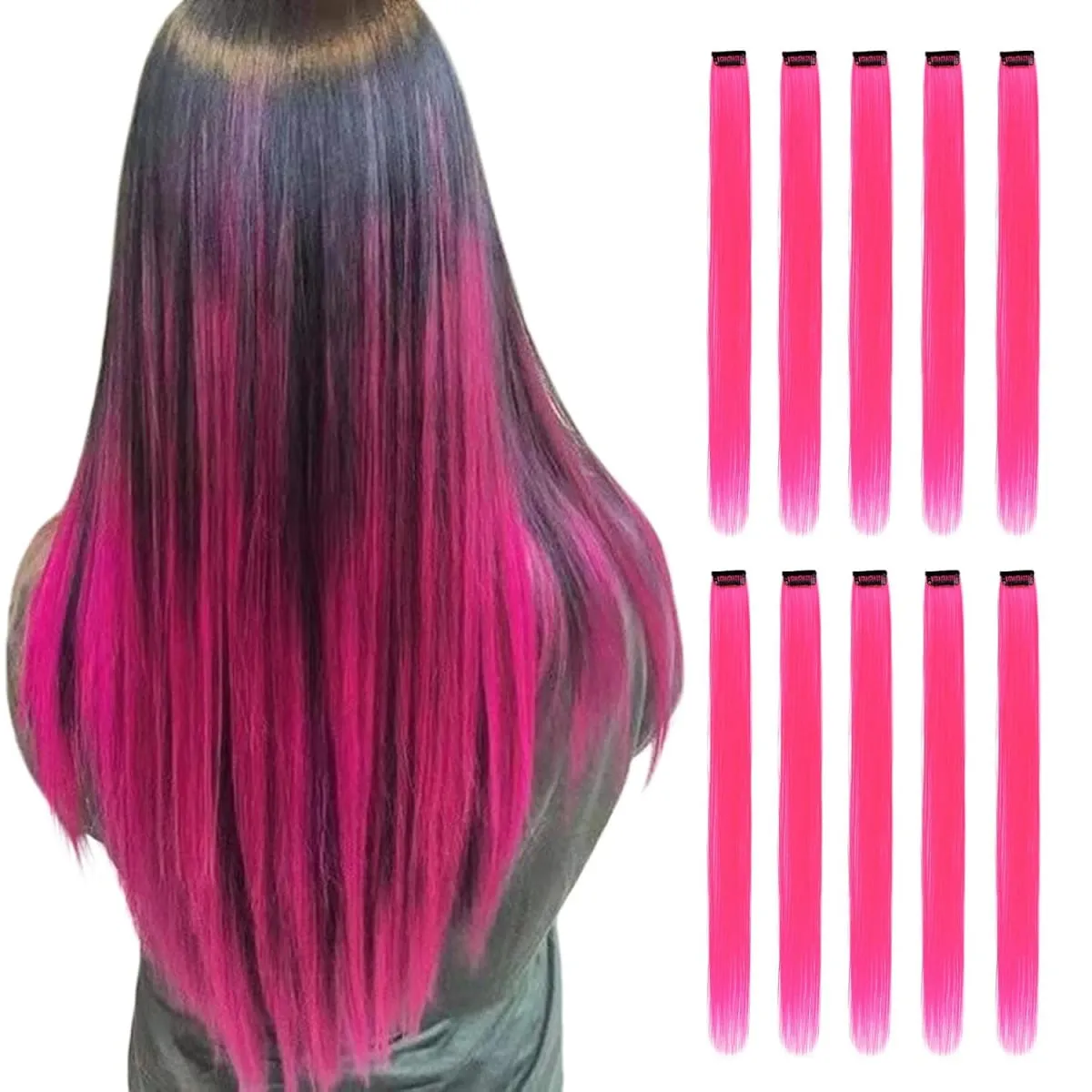 คลิปต่อผมสีในสีน้ำเงินน้าน 5/10 ชิ้นสังเคราะห์