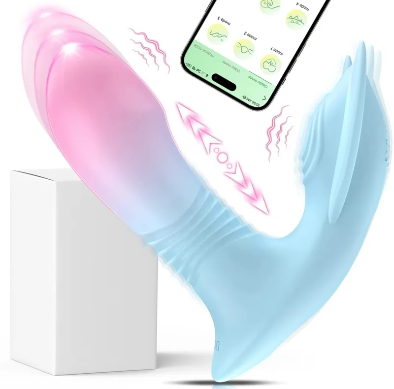 Teleskopický nositelný vibrátor s aplikací Remote 10 Vibrační bodové G bodové dildo s tekutou silikonovou vaginální masáží Sexuální hračky pro dospělé
