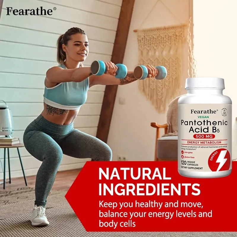 Pantothenic Acid B5 500 Mg Dietary Supplement Regulates Cellular Balance Maintains Energy Levels Supports Metabolism — image 6