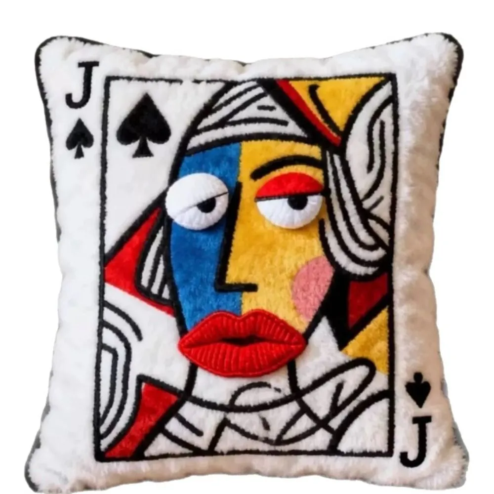 Patchwork Poker Card Cushion 3D Big Eyes téma karetní hry Plyšový polštář Vysoce hodnotný design Patchwork Polštář Dárek — image 2