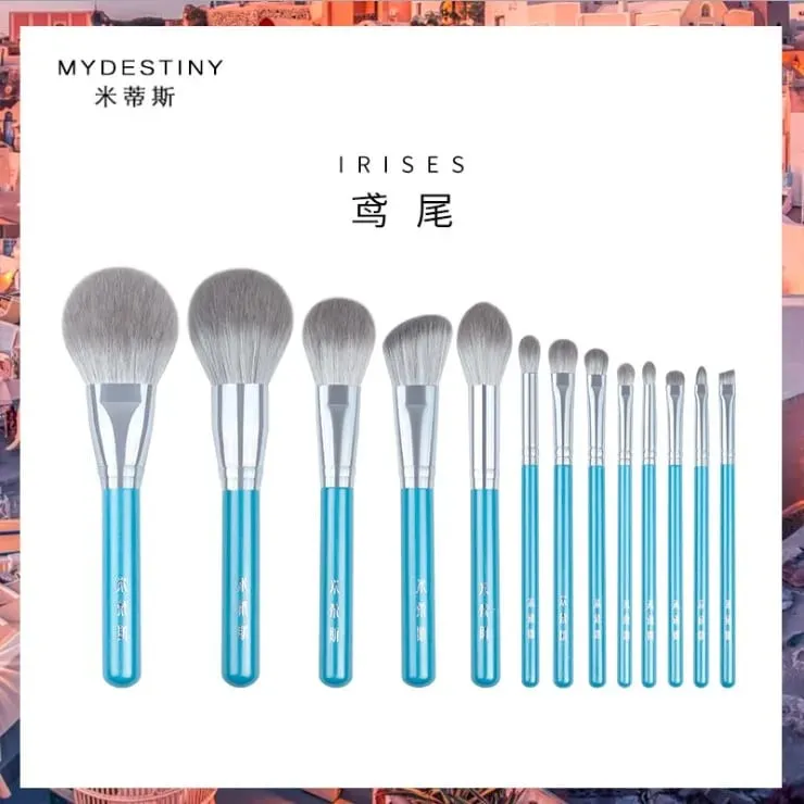 13 pçs/set Azul Pincéis de Maquiagem conjunto inteiro Grande Pó Blush esculpir Sombra compõem kit manchas iluminador sobrancelha pincel labial — image 2