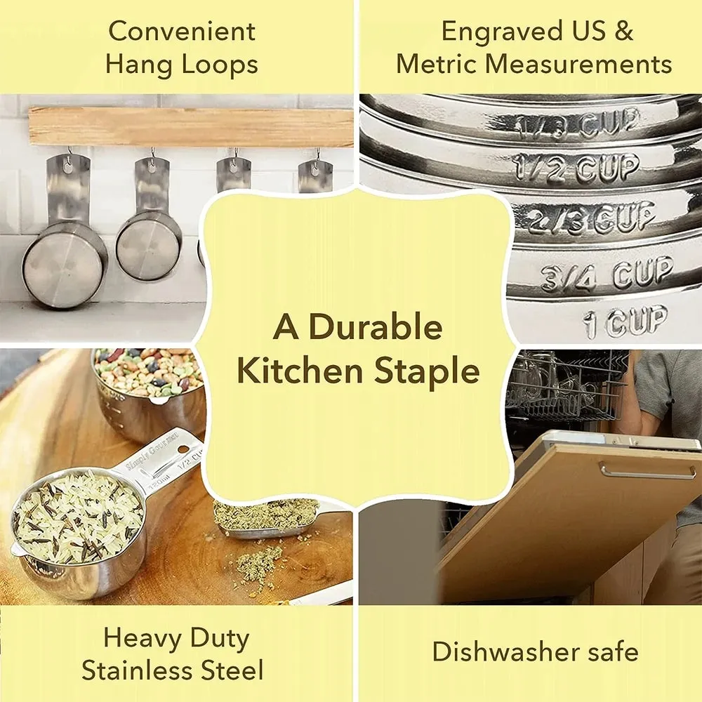Set Cawan Sukat dan Sudu Keluli Tahan Karat 14PCS dengan Bahan Kering dan Cecair Penyamaratakan Sesuai untuk Memasak & Membakar — image 6