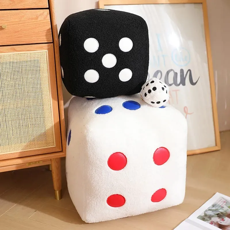 8/25cm Stuffed Mahjong Dice Plush Pillow Soft White Black Back Support Plushie Interactive Indoor Game Instrument Gift — image 6