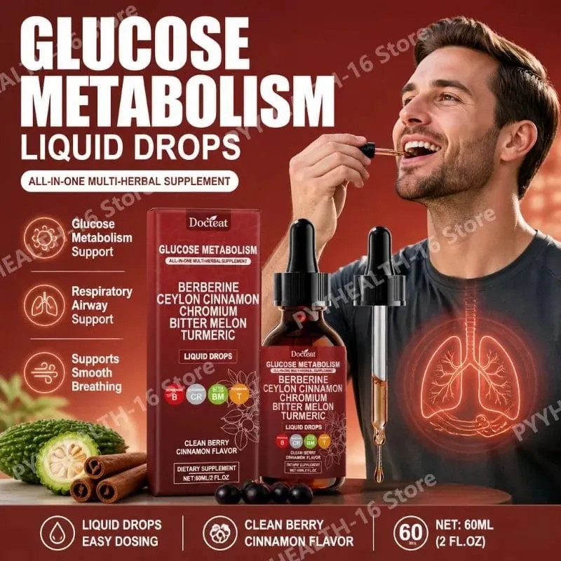Docteat Glucose Metabolism Liquid Drops with Berberine and Ceylon Cinnamon Supports Smooth Breathing and Clean Airways 60 ML — image 1