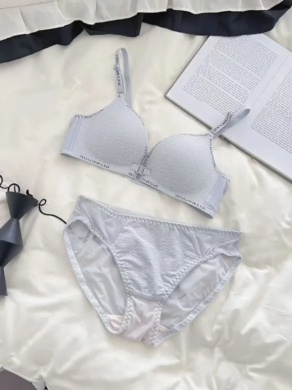 Set Pakaian Dalam Tekan Ke Atas Penutupan Depan Seksi untuk Payudara Kecil Coli Nipis Selesa Tanpa Cincin Keluli Tali Bahu Surat