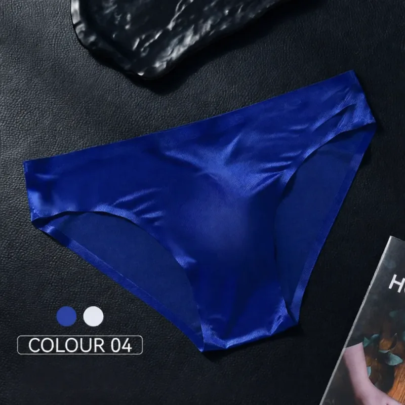 Slip sans couture pour hommes, sous-vêtements en soie glacée, pochette 3D, respirant, séchage rapide, taille basse, élastique, doux, couleur unie — image 9