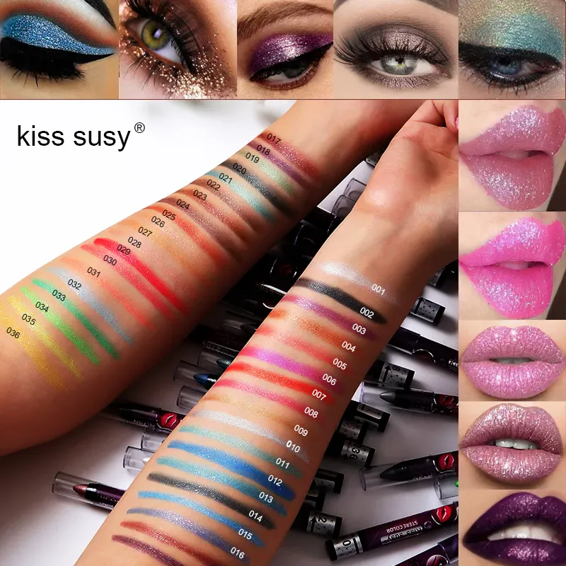 2 In 1 Eyeshadow Lipstick Stick Pencil Waterproof Glitter Matte Eye Shadow Makeup Pigment Eyeshadow Pen
