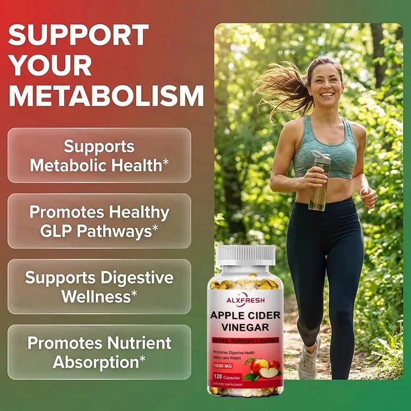 Kapsle s jablečným octem Ploché břicho Regulace hmotnosti Trávení Detoxikace Metabolismus Spalování tuků Potlačení chuti k jídlu — image 5