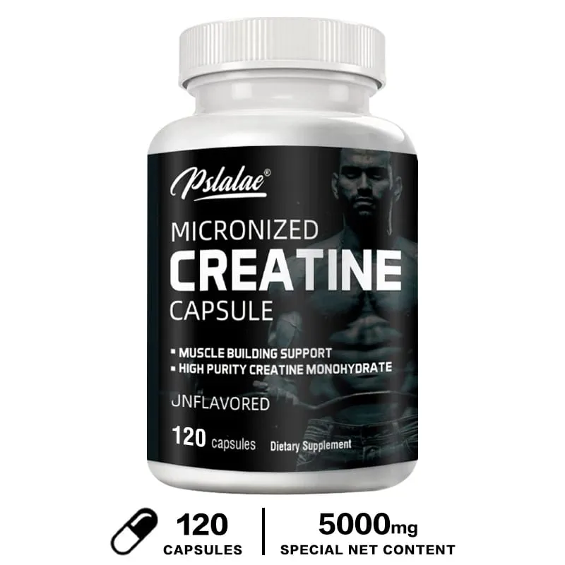 미분화된 크레아틴 분말(5000 Mg) 크레아틴 일수화물 분말 향이 첨가되지 않은 케톤 생성 친화적 유전자 변형 성분 없음 120 캡슐 — image 9