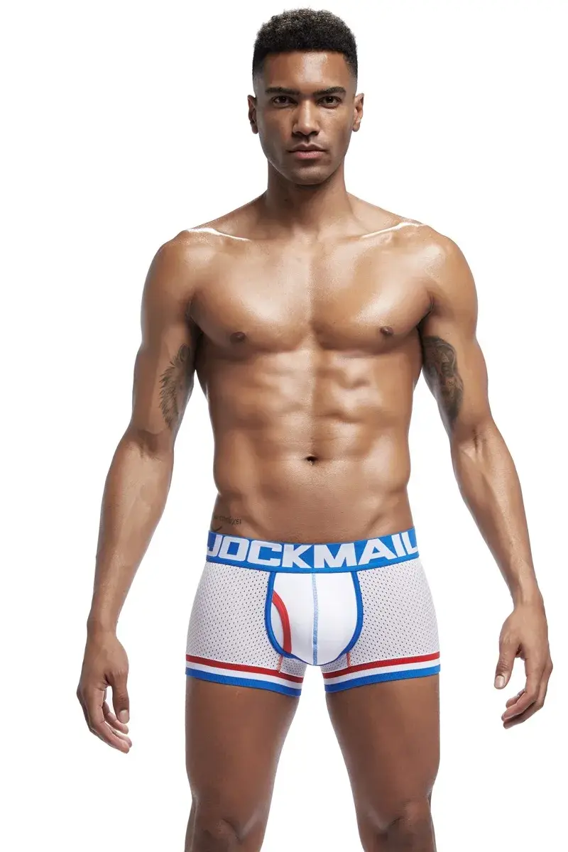 Jockmail الرجال الملاكم شبكة الملابس الداخلية تنفس مريحة لينة مريحة السراويل الرياضية الكبار رجل سراويل الملابس الداخلية — image 1
