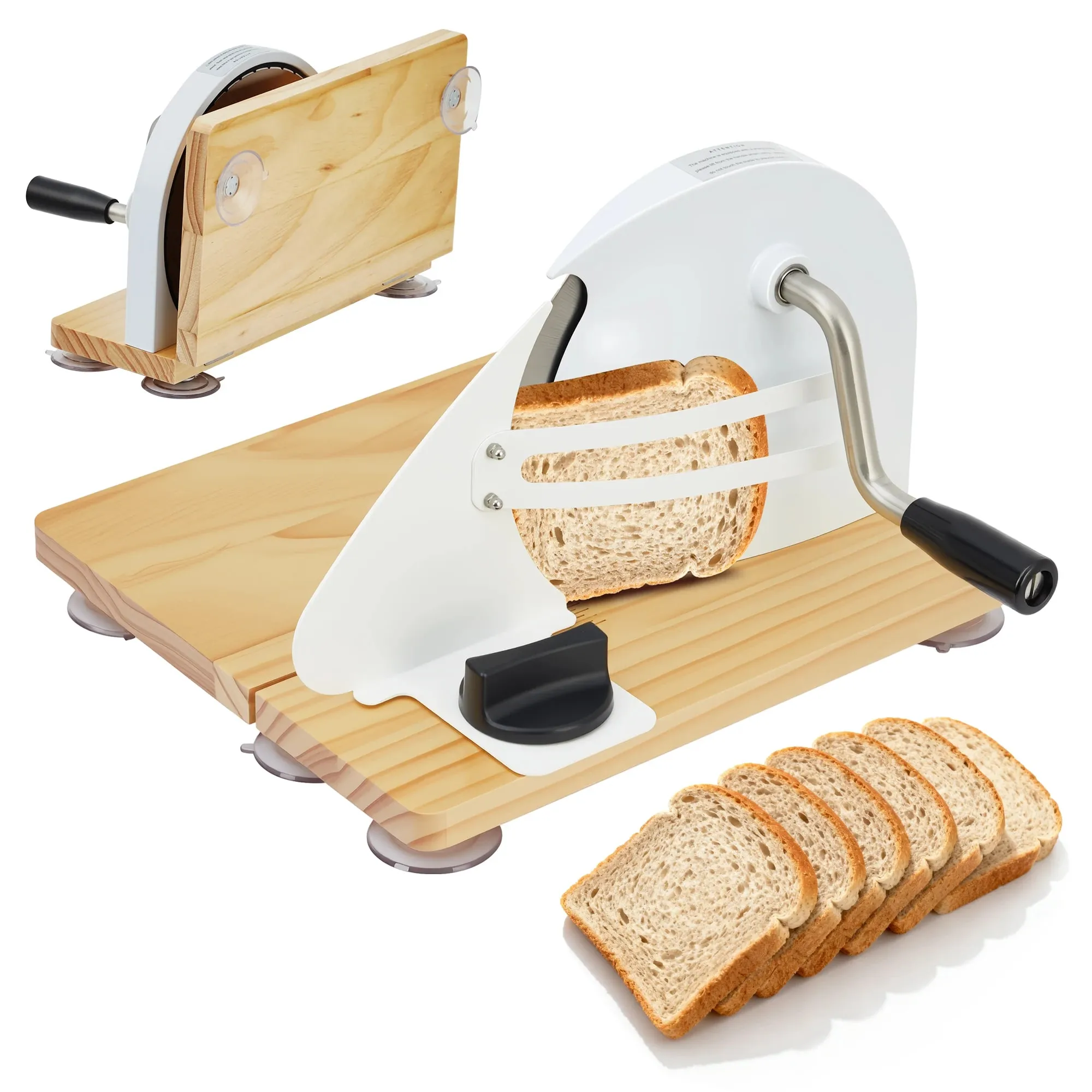 Alat Pengiris Roti Manual, Alat Pengiris Roti Kayu Dapat Dilipat dengan Pemotong Roti Food Grade Ketebalan 0,1 "-2" yang Dapat Disesuaikan untuk Roti Panggang dan Bagel Buatan Sendiri