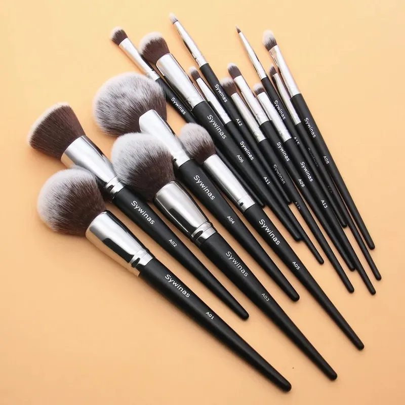 Sywinas Make-up-Pinsel-Set, 15-teilig, hochwertiges schwarzes, natürliches Kunsthaar, professionelle Make-up-Pinsel-Werkzeuge — image 2