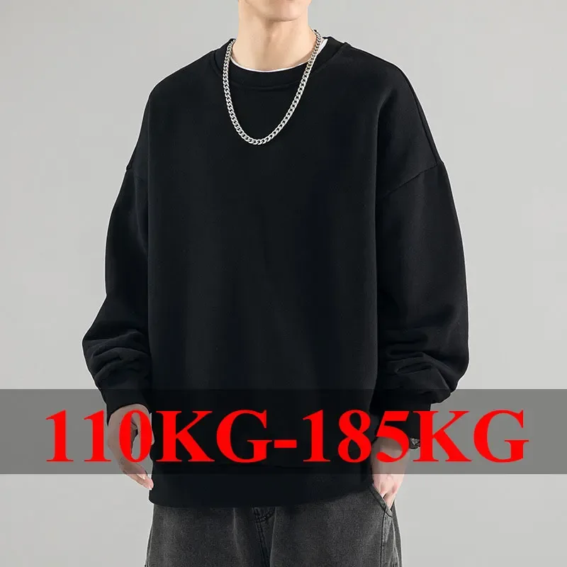 Plus Size Men's Pullovers Full Cotton Sweatshirts 5XL 6XL 7XL Autumn Winter Long Sleeves Printed Tops Male Clothing 110kg-180kg — image 3