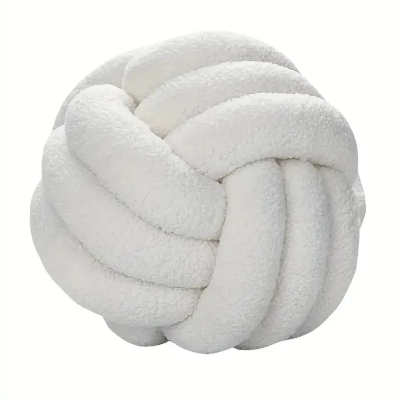 Decorazione domestica Cuscino a sfera annodata Cuscino in peluche a sfera annodata indeformabile ecologico Cuscino da tiro con retro a sfera annodata intrecciata a mano — image 11