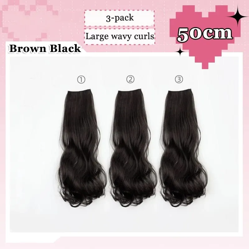 3 Teile/satz 6Clips Haar Verlängerung Schwarz Lange Große Wellenförmige Locken Natürliche Haar Haarteil Hitzebeständige Faser Für Frauen Frisur — image 14