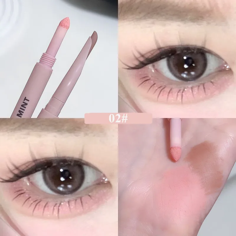 Sweetmint Menisk Double-ended Silkworm Eyemakeup Fremhæv naturligt lysnende Langtidsholdbar øjenmakeup Two-in-One