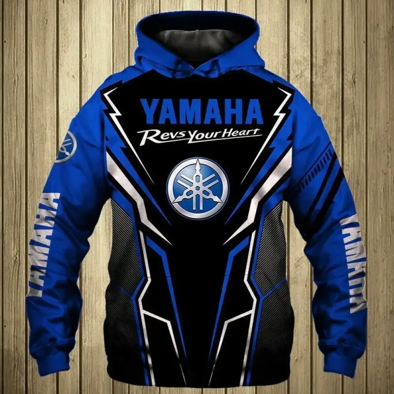 Męska bluza motocyklowa z kapturem i nadrukiem 3D firmy Yamaha, odpowiednia do noszenia na ulicy i jazdy motocyklem