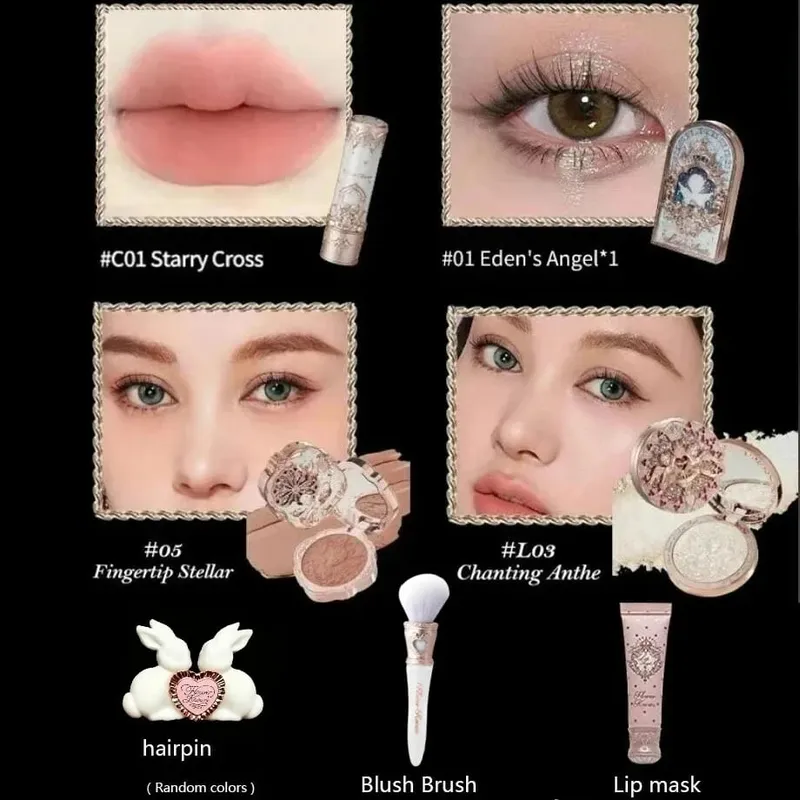 Flower Knows Little Angel Collection Coffret cadeau de maquillage Fard à paupières Crème Blush Rouge à lèvres mat Kit complet — image 13