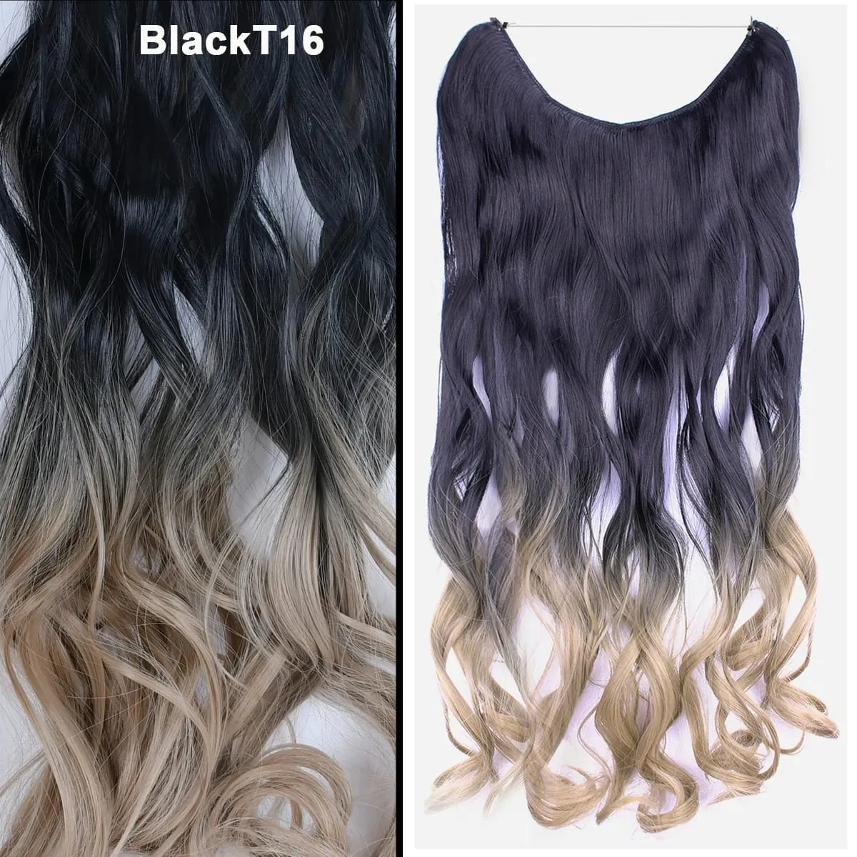 Jeedou Wavy Hair Extension Elasticity Invisible Wire Fish Line One Piece No Clips Synthetic Hairpieces Ombre Color For Ladies — image 45